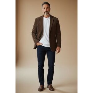 Silver Whale Mens Brown Corduroy Size 46R Blazer Sport Coat Jacket Casual